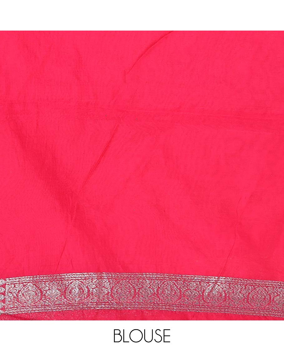 Red Fancy Georgette Saree Mesmerized with Zari Buttas, Highlighted by a Traditional Zari Design Border, Grandly Woven Pallu Featuring Floral Zari Designs, and Paired with a Matching Blouse