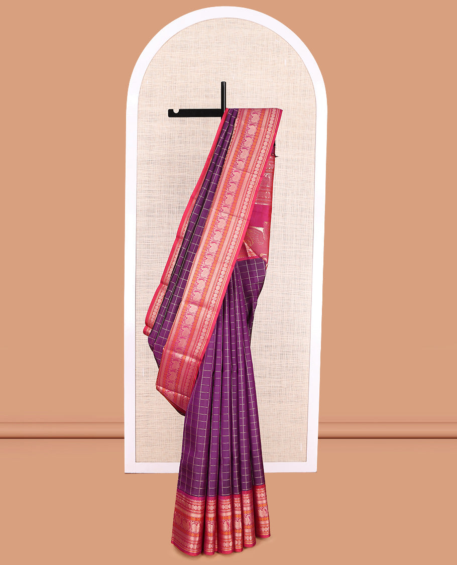 Purple Kanchipuram Chettinad Saree
