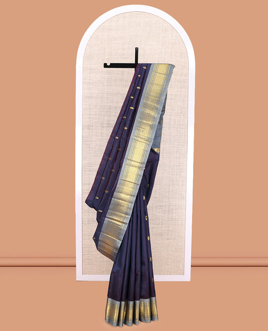 Blue Zari Butta Kanchipuram Silk Saree
