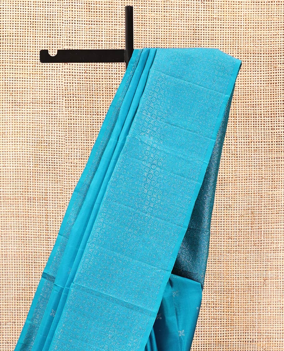 Blue Mayuri Soft Silk Saree, Sparsely Woven with Zari Buttas All Over Its Body, Subtly Woven Border of Zari Designs, Grand Pallu and Paired with a Matching Blouse