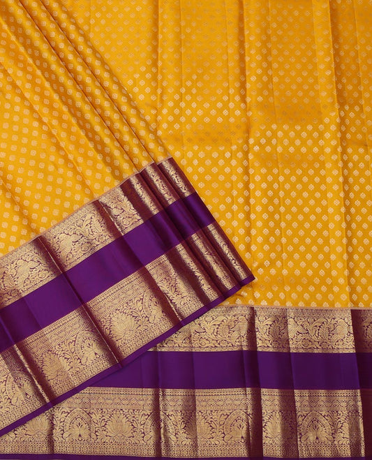 Yellow Pure Silk Pavadai Material Set
