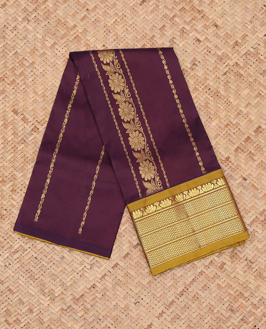 Maroon Pure Silk Navarathna Pavadai Material Set