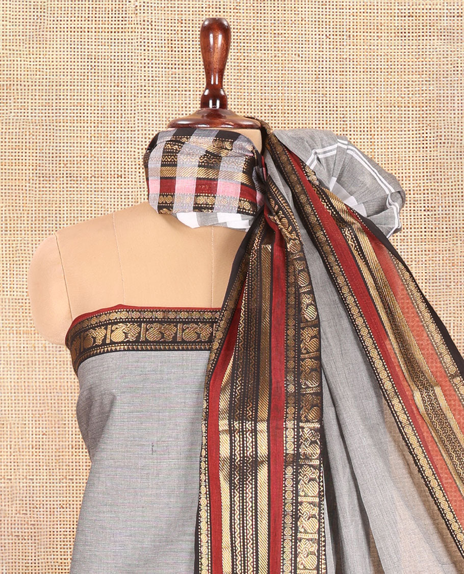 Grey Mercerised Cotton Material Chudidar Set