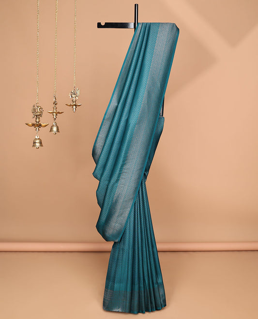 Peacock antique zari weaving softy silk saree with antique zari border & small zari butta blouse