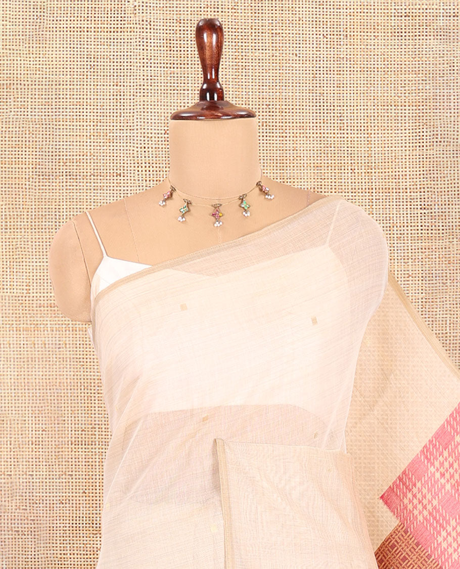 Borderless Chikku-Mustard Munga Cotton Saree
