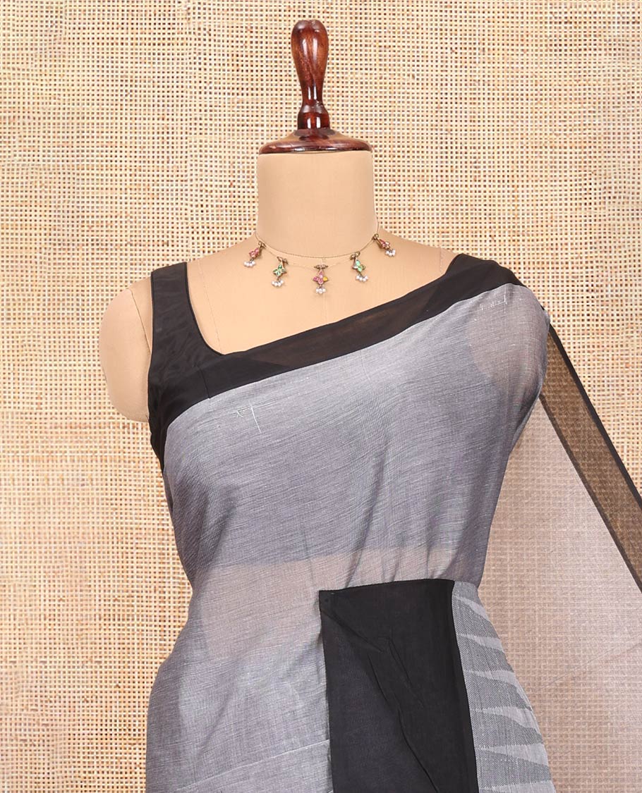 Grey Plain Cotton Saree