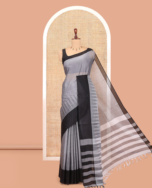 Grey Plain Cotton Saree