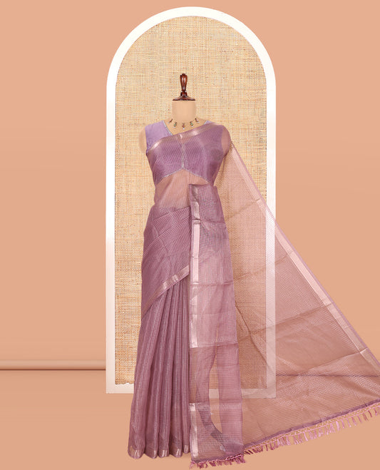 Light Purple Semi-Organza Chex Saree
