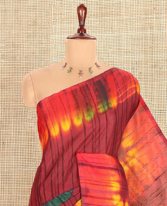 Maroon Jute Cotton Saree