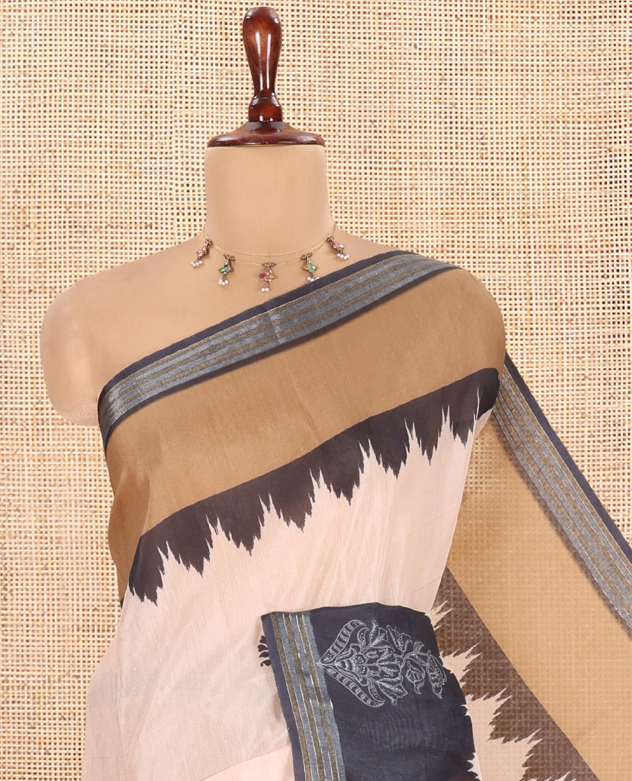 Chikku-Mustard Chanderi Cotton Saree