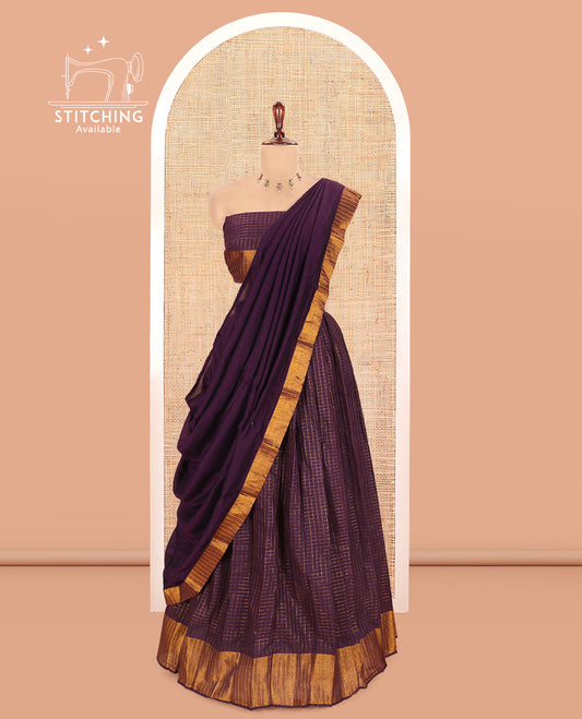 Dark Purple Sungudi Cotton Half-Saree