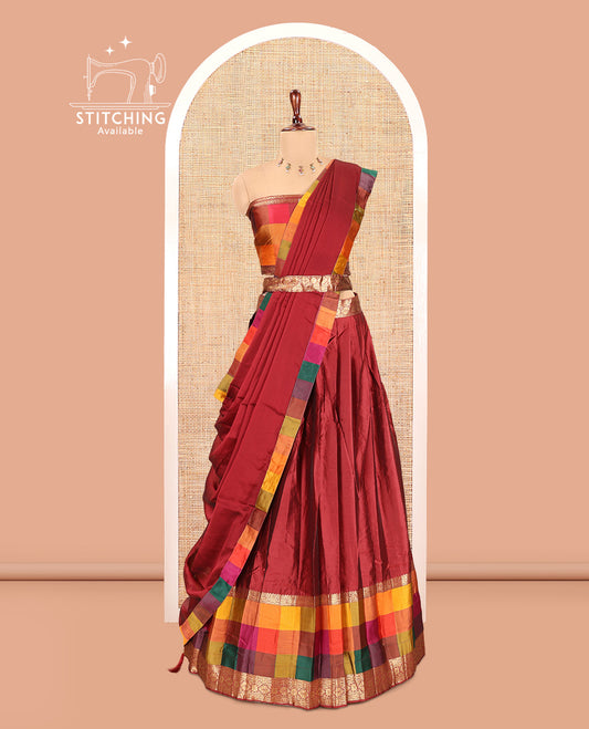 Maroon Semi-Silk Half-Saree