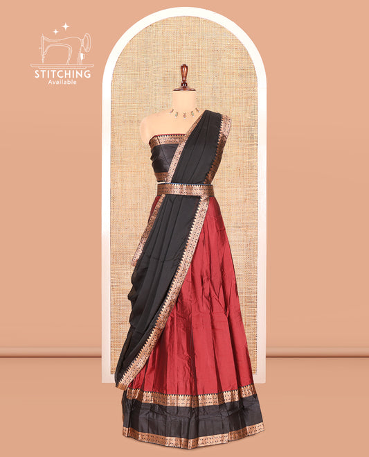 Maroon Semi-Silk Half-Saree