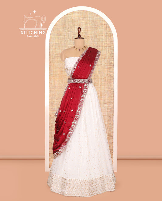 White Moss Organza Half-Saree