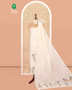 Cream Mul Chanderi Material Churidar Features Polka Dot and Warli Weave Top, a Plain Santoon Bottom, and a Warli-Themed Dupatta