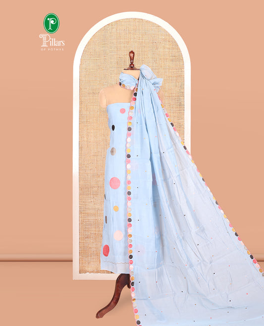 Sea Blue Mul Chanderi Material Chudidar Set