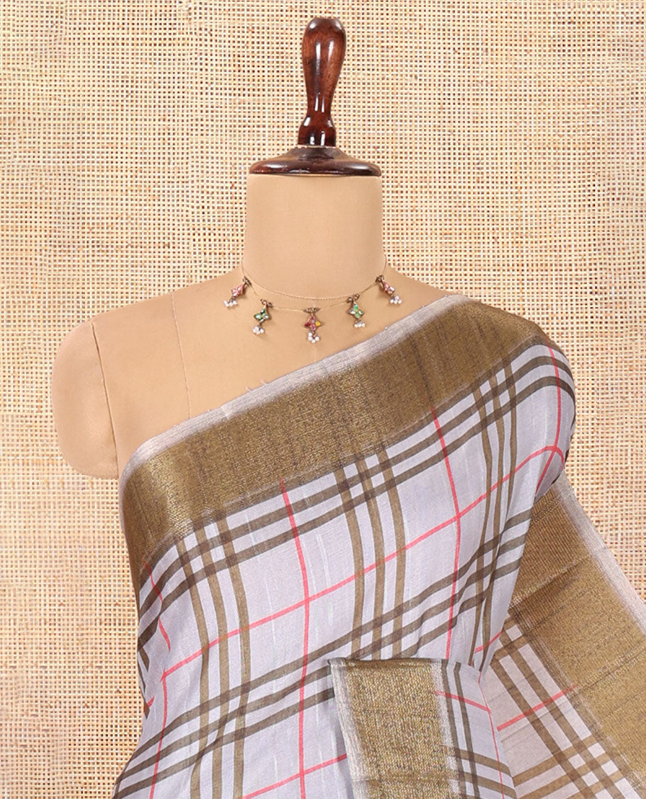 Grey Fancy Tussar Silk Saree