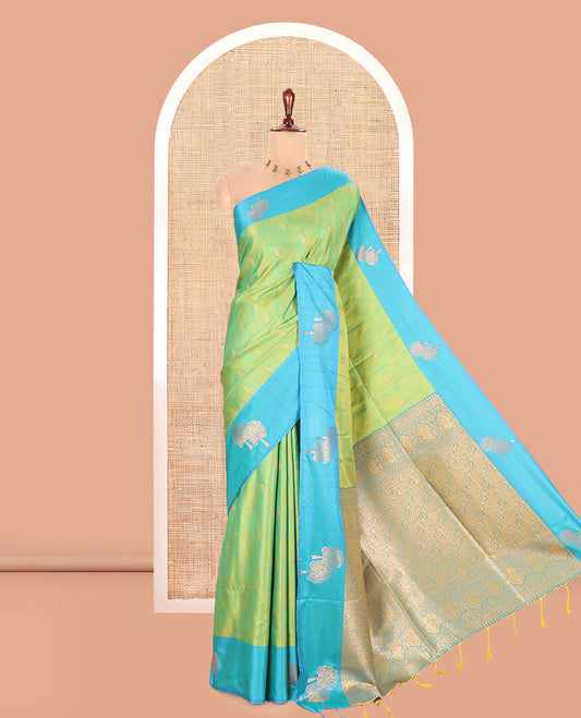 Leaf Green Semi-Luxury Soft Silk Saree