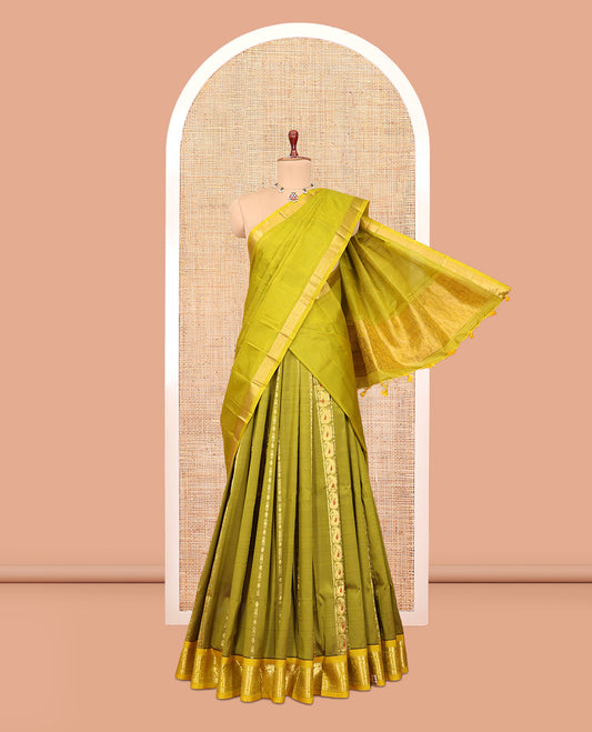 Green Pure-Silk Half-Saree