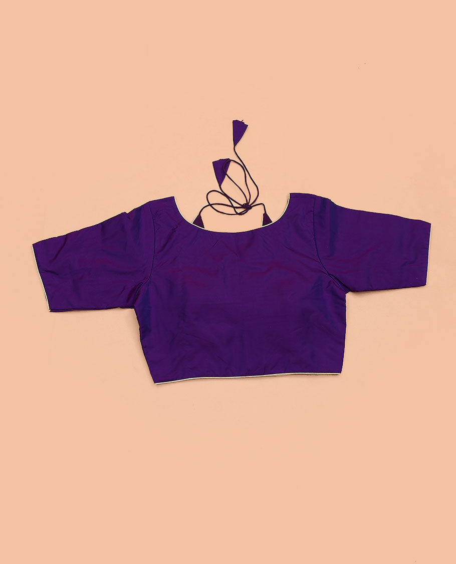 Violet  plain design halter neck tie up elbow sleeve blouse