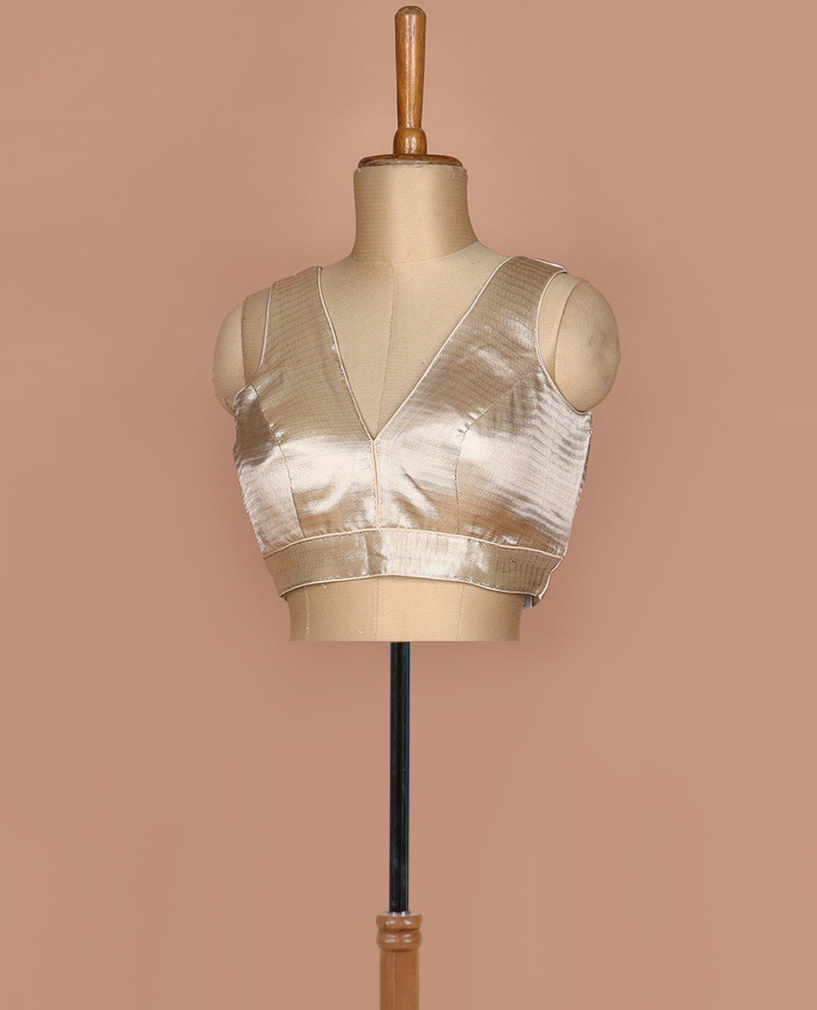 Gold chevron design front and back V-neck sleeveless tissue readymade blouse