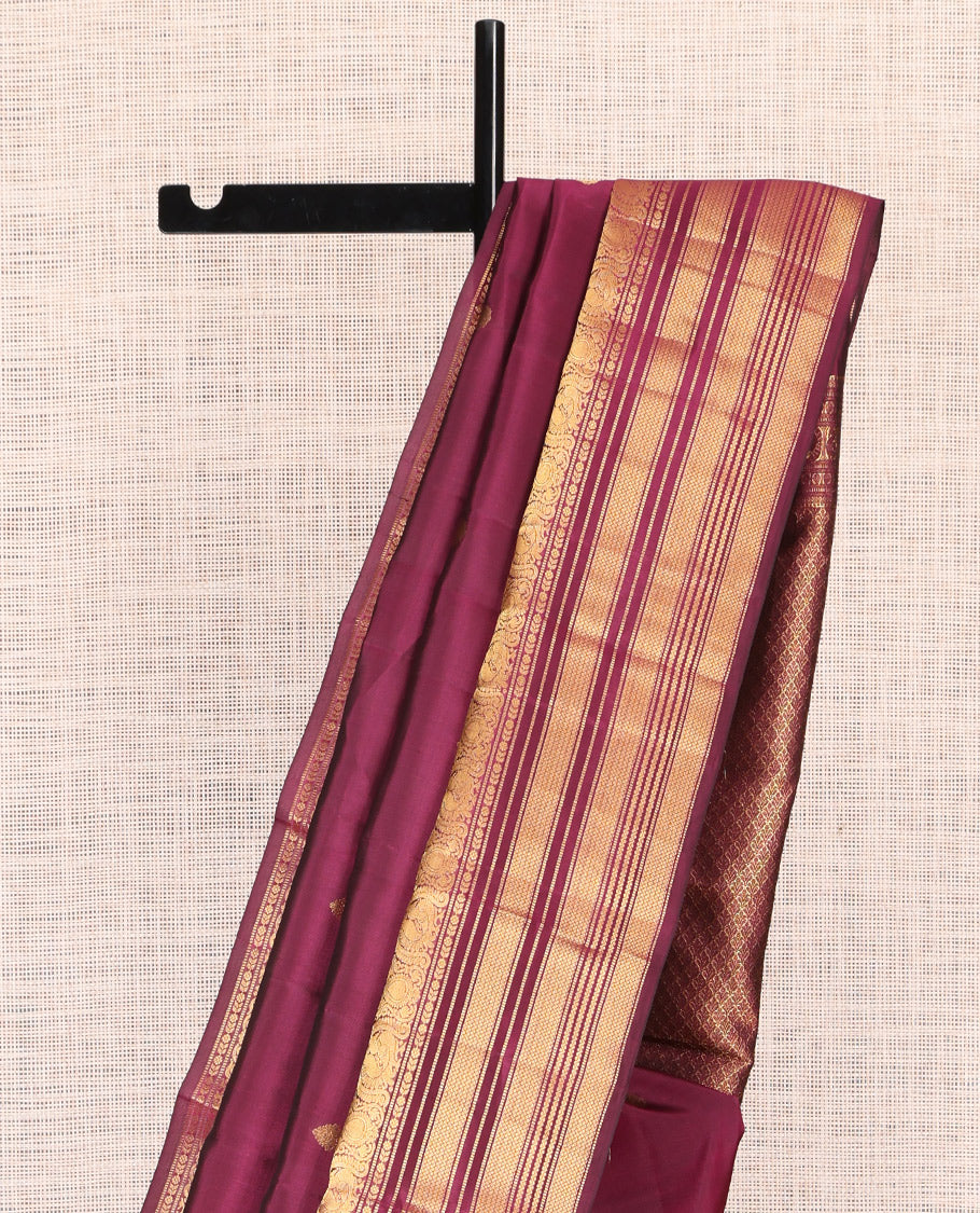 Maroon Buttas Vasundhara Lite Silk Mix Saree, a Zari Mayil-Mayil Kann Border, Jaal Pallu, Matching Blouse