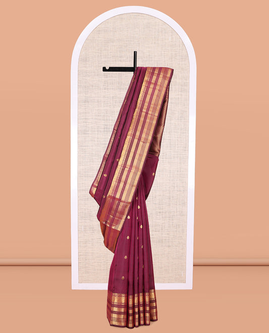 Maroon Buttas Vasundhara Lite Silk Mix Saree, a Zari Mayil-Mayil Kann Border, Jaal Pallu, Matching Blouse