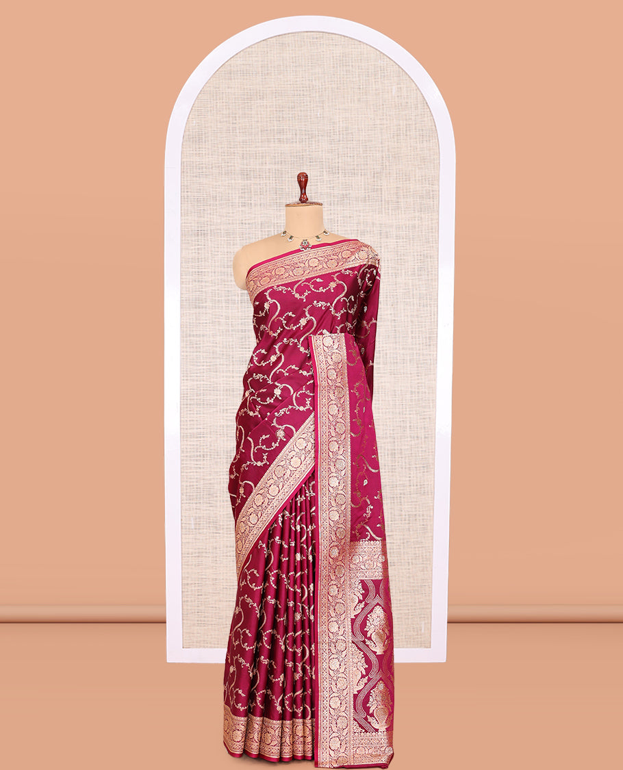 Wine Banaras Nylon Saree