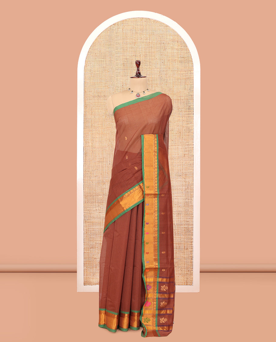 Brown Venkatagiri Cotton Saree
