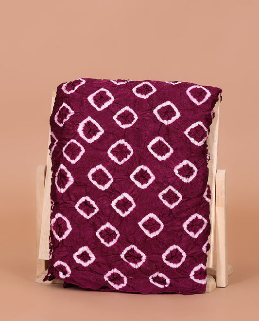 Borderless Wine Bandhani Dola Silk Saree