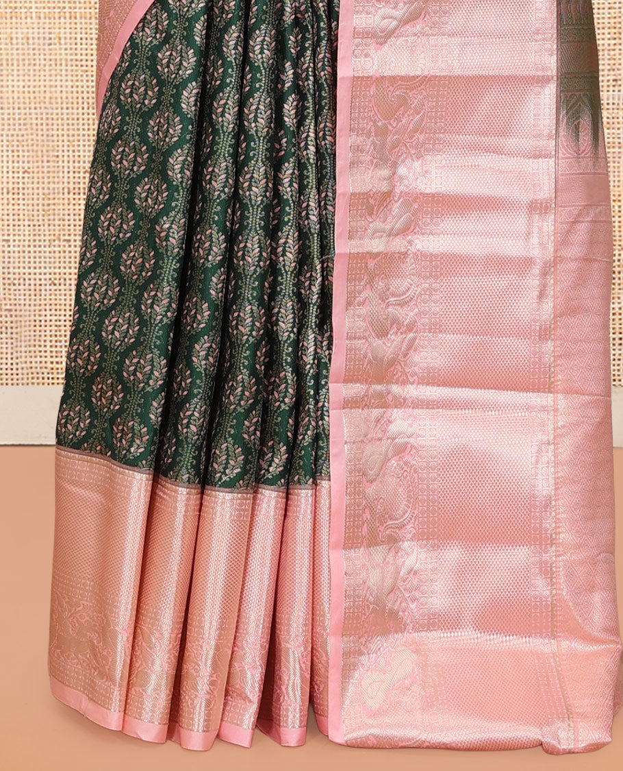 Dark Green-Pink Budget Silk Saree