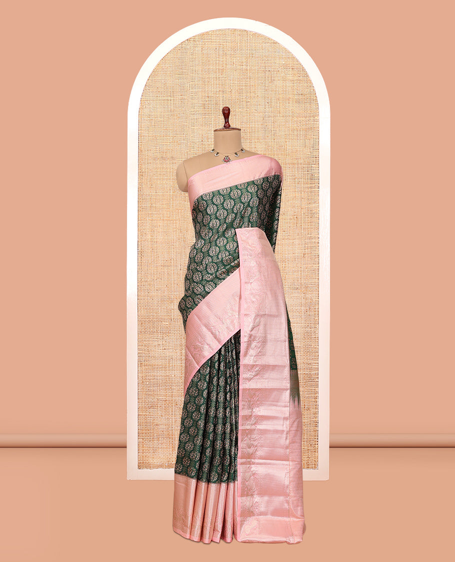 Dark Green-Pink Budget Silk Saree