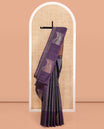 Grey Mayuri Lite Silk Mix Saree, Sparsely Sparkled with Stripes All Over Its Body, Complemented by a Contrast Border of Wave Designs, Intricately Designed Pallu, and Paired with a Contrast Blouse
