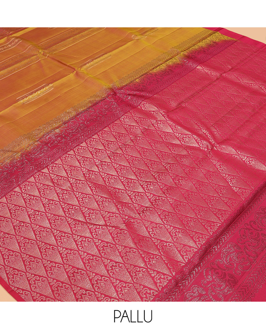 Orange Mayuri Lite Silk Mix Saree, Mesmerized with Zari Buttas, Contrast Zari Buttas Border, Jaal Pallu, and a Contrast Blouse
