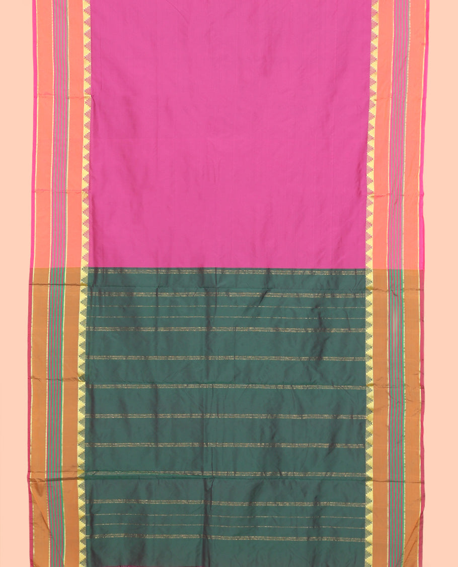 Pink Plain Ten-Yard Art Silk Saree