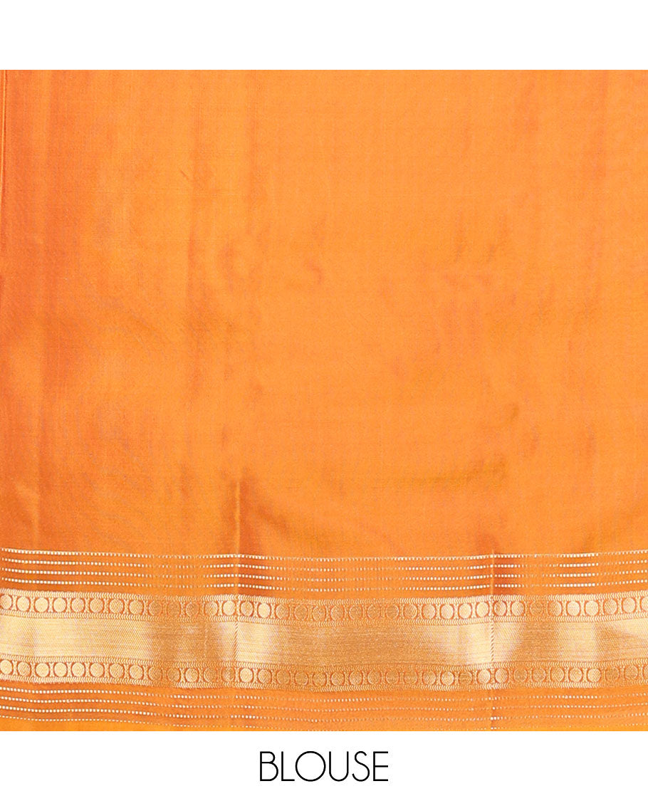 Red zari buttas vasundhara silk mix saree, contrast border of muthu,kathir,rudraksham & zari stripes & jaal design pallu