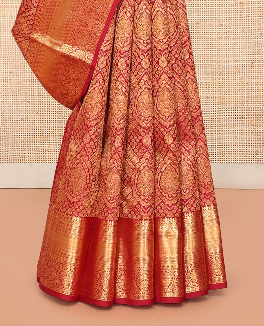 Red Jacquard Design Kanchipuram Wedding Silk Saree