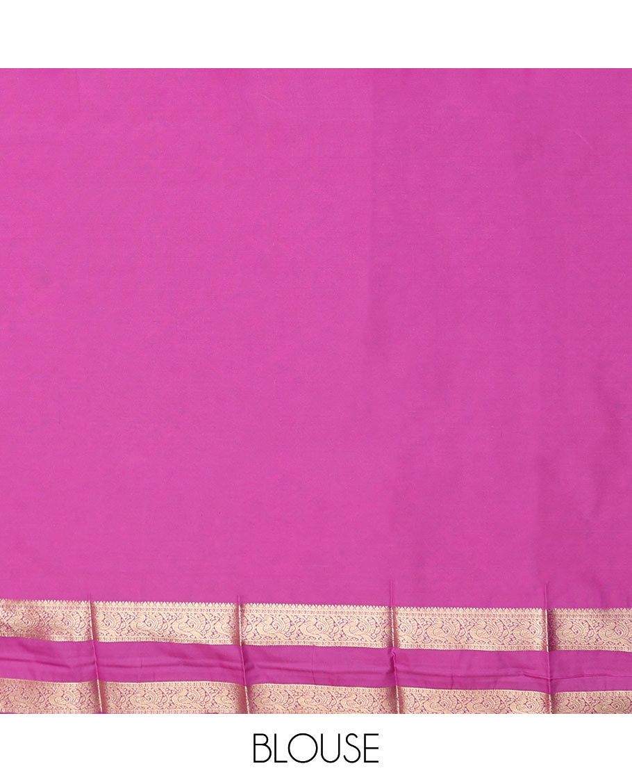Pink Budget Silk Saree, Finely Crafted with Zari Buttas, Embellished with Traditional Zari Motifs Steeped Rettai Pettu Border, Adorned with Jaal Pallu, and a Matching Blouse
