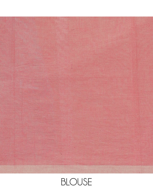 Pink unique  buttas Coimbatore cotton saree, plain border & uniquely designed pallu