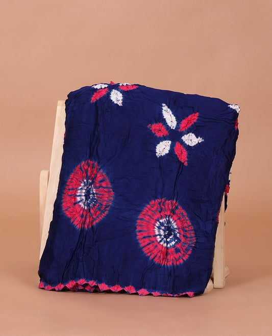 Borderless Blue Bandhani Dola Silk Saree