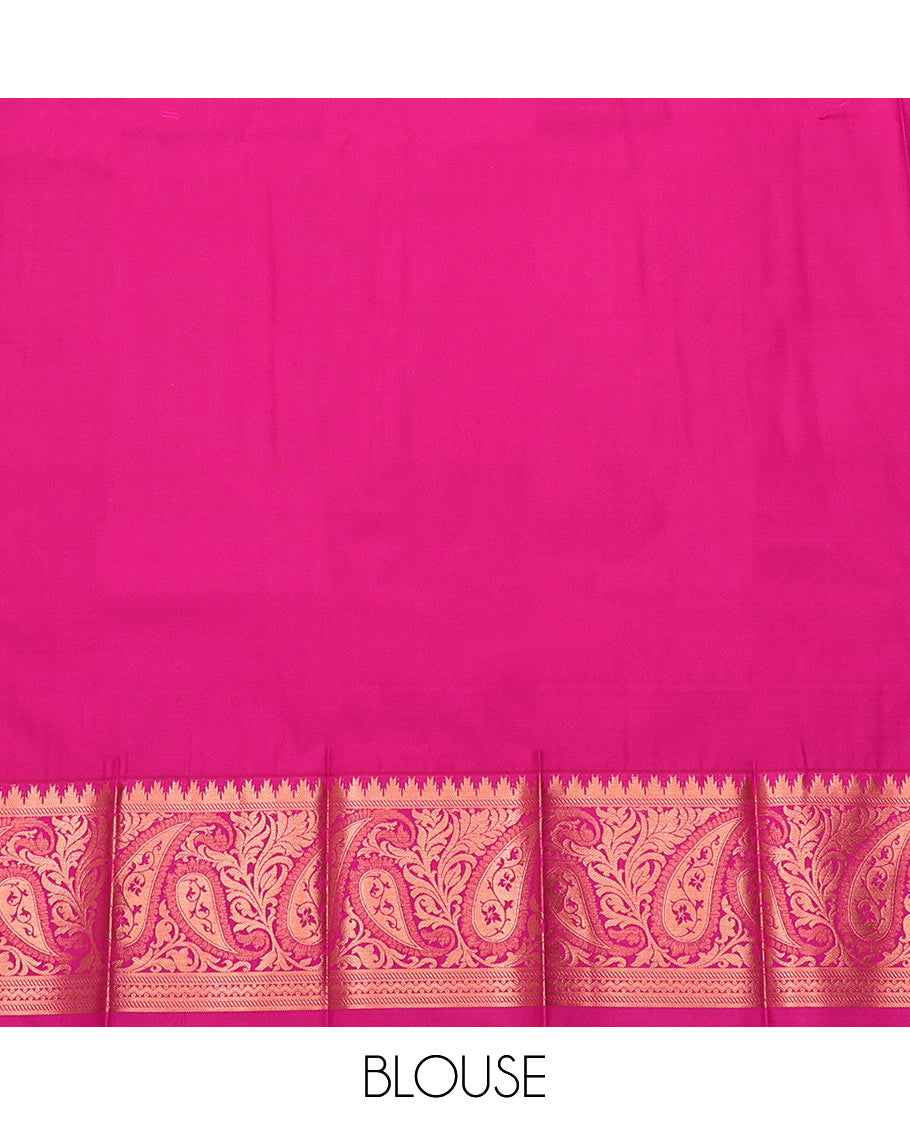 Blue Budget Silk Saree, Embellished with Jacquard Design, Contrast Paisley Zari Border, Grand Pallu, and a Contrast Blouse
