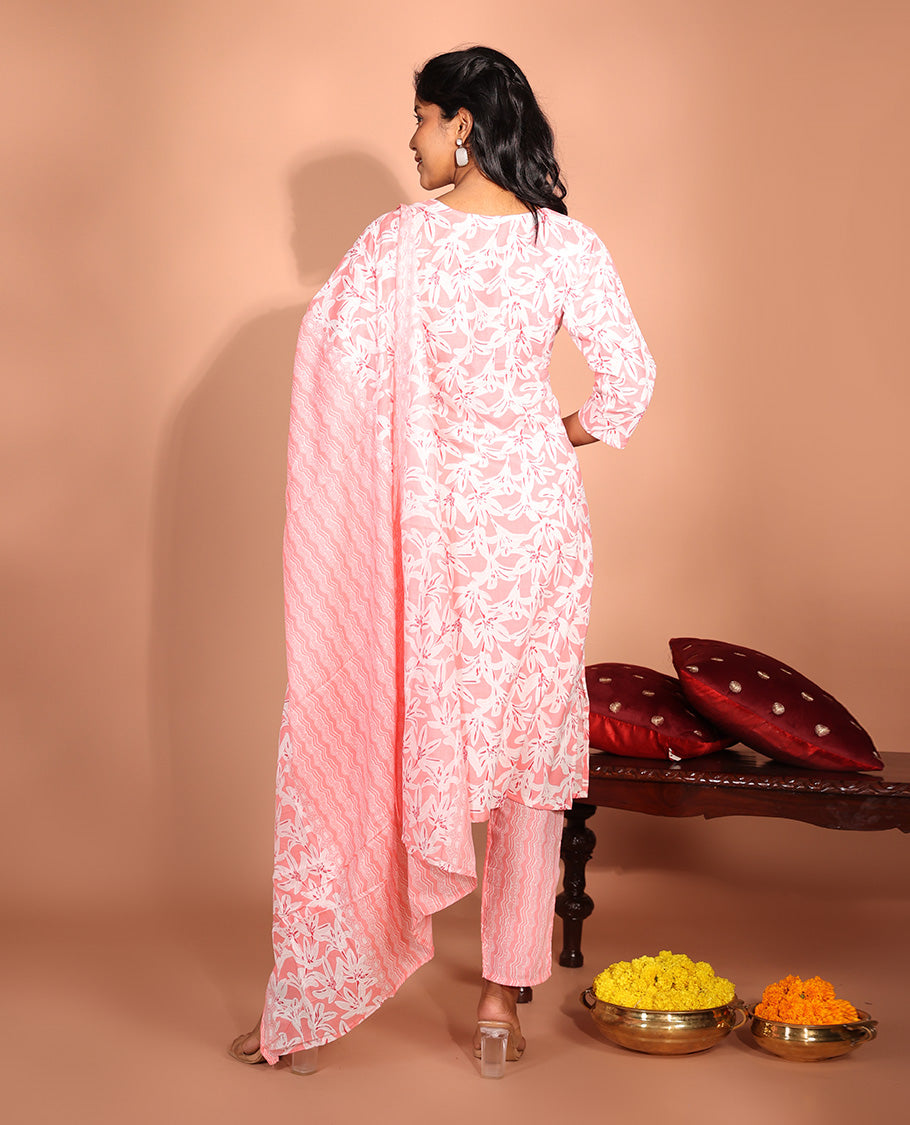 Pink Cotton Readymade Suit