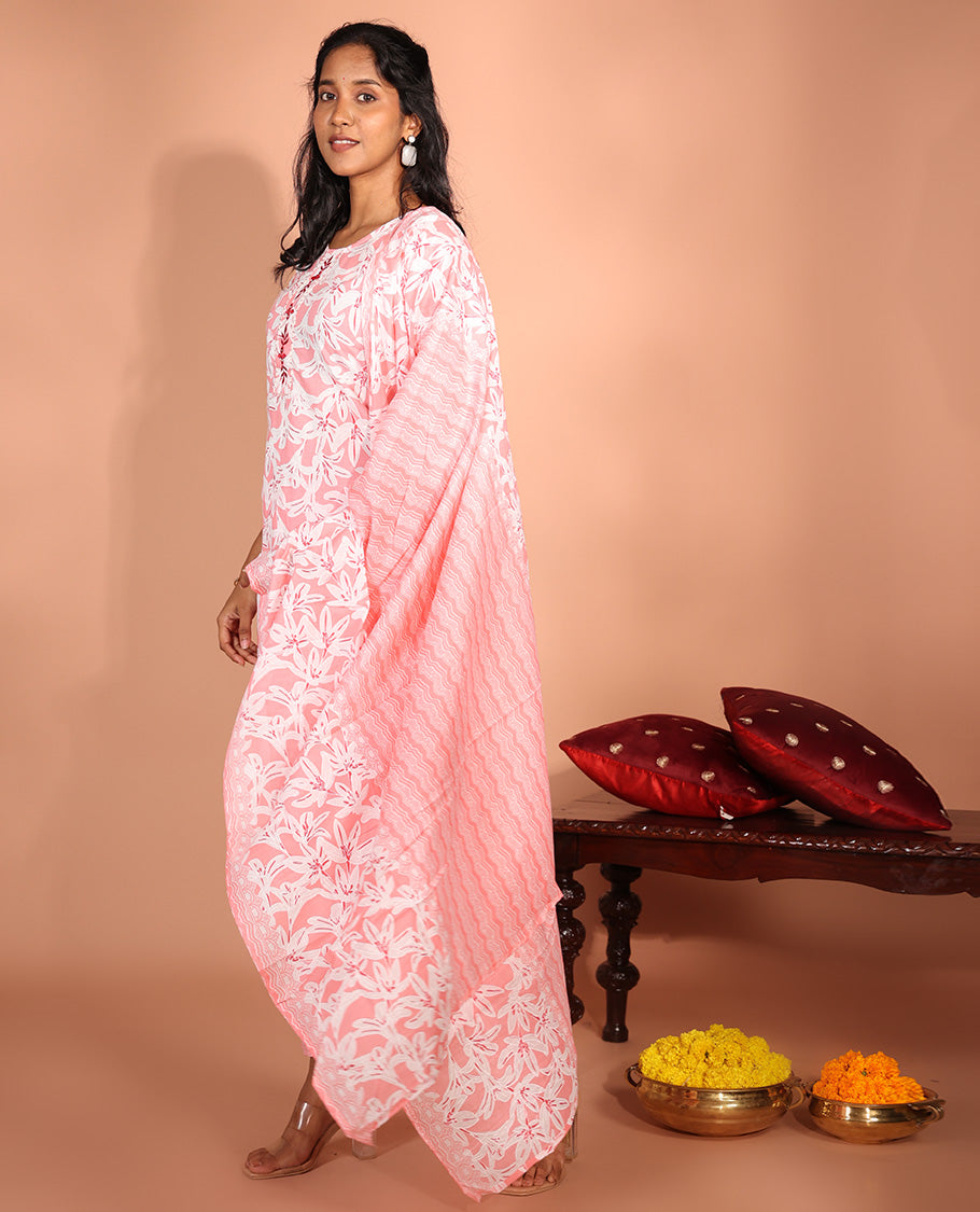 Pink Cotton Readymade Suit