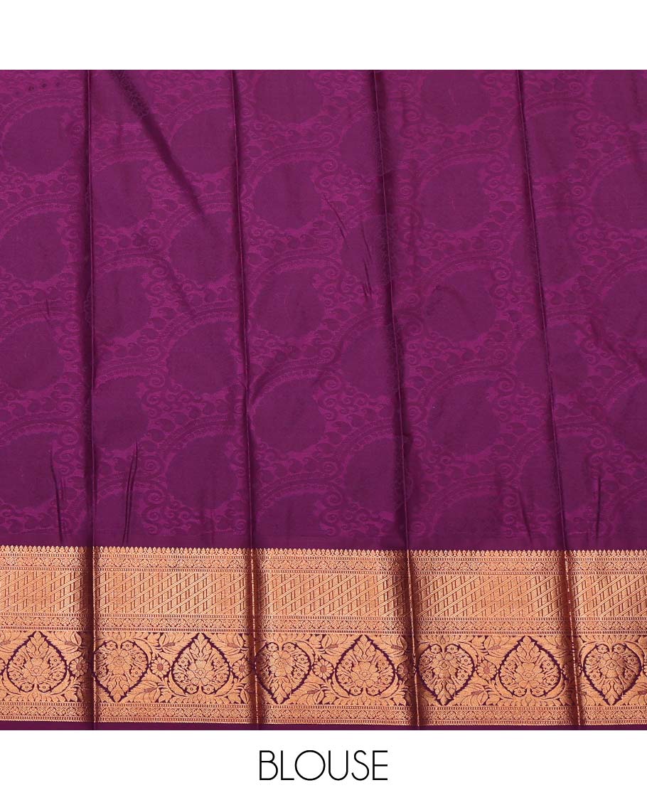 Purple Budget Silk Saree, Detailed with Jacquard Design, Highlighted by a Traditional Zari Border, Intricately Designed Pallu, and a Contrast Blouse