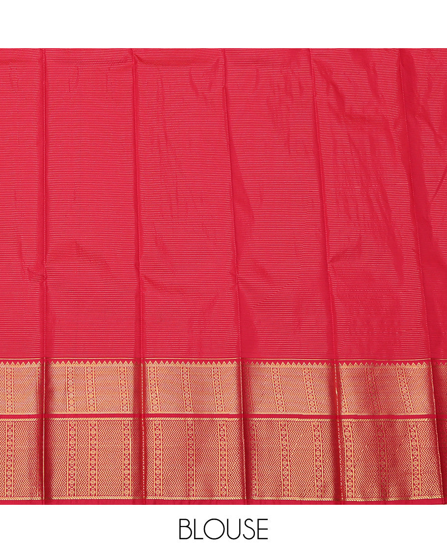 Navy Blue Zari Butta and Stripes Budget Silk Saree
