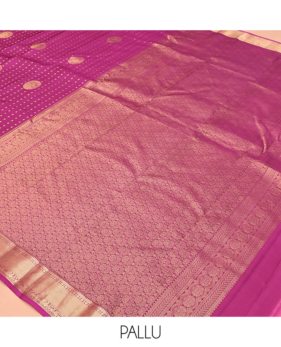 Pink Vasundhara Lite Silk Mix Saree, Crafted with Zari Buttas All Over Its Body, Highlighted by Zari Border of Poun, Kodi Mayil and Yaali Designs, Intricately Designed Pallu, and Paired with a Matching Blouse