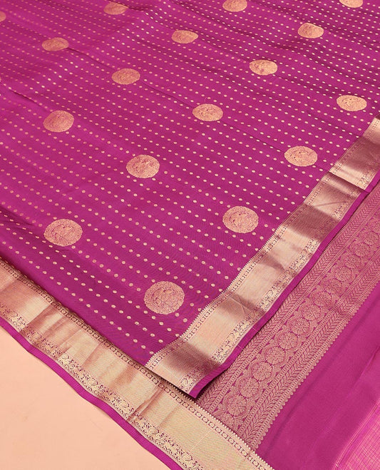 Pink Vasundhara Lite Silk Mix Saree, Crafted with Zari Buttas All Over Its Body, Highlighted by Zari Border of Poun, Kodi Mayil and Yaali Designs, Intricately Designed Pallu, and Paired with a Matching Blouse