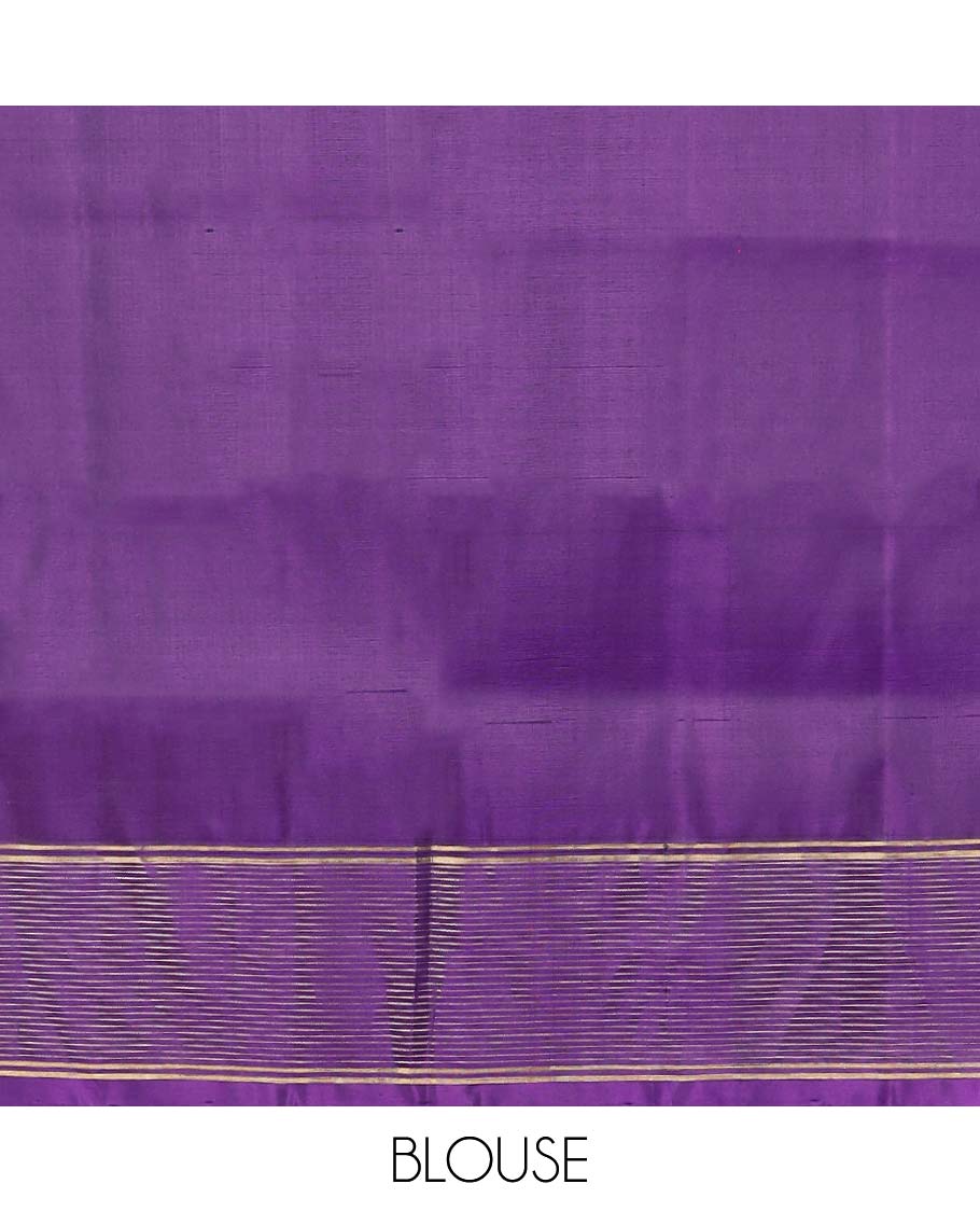Yellow soft silk saree with contrast striped zari border & intricate zari design pallu
