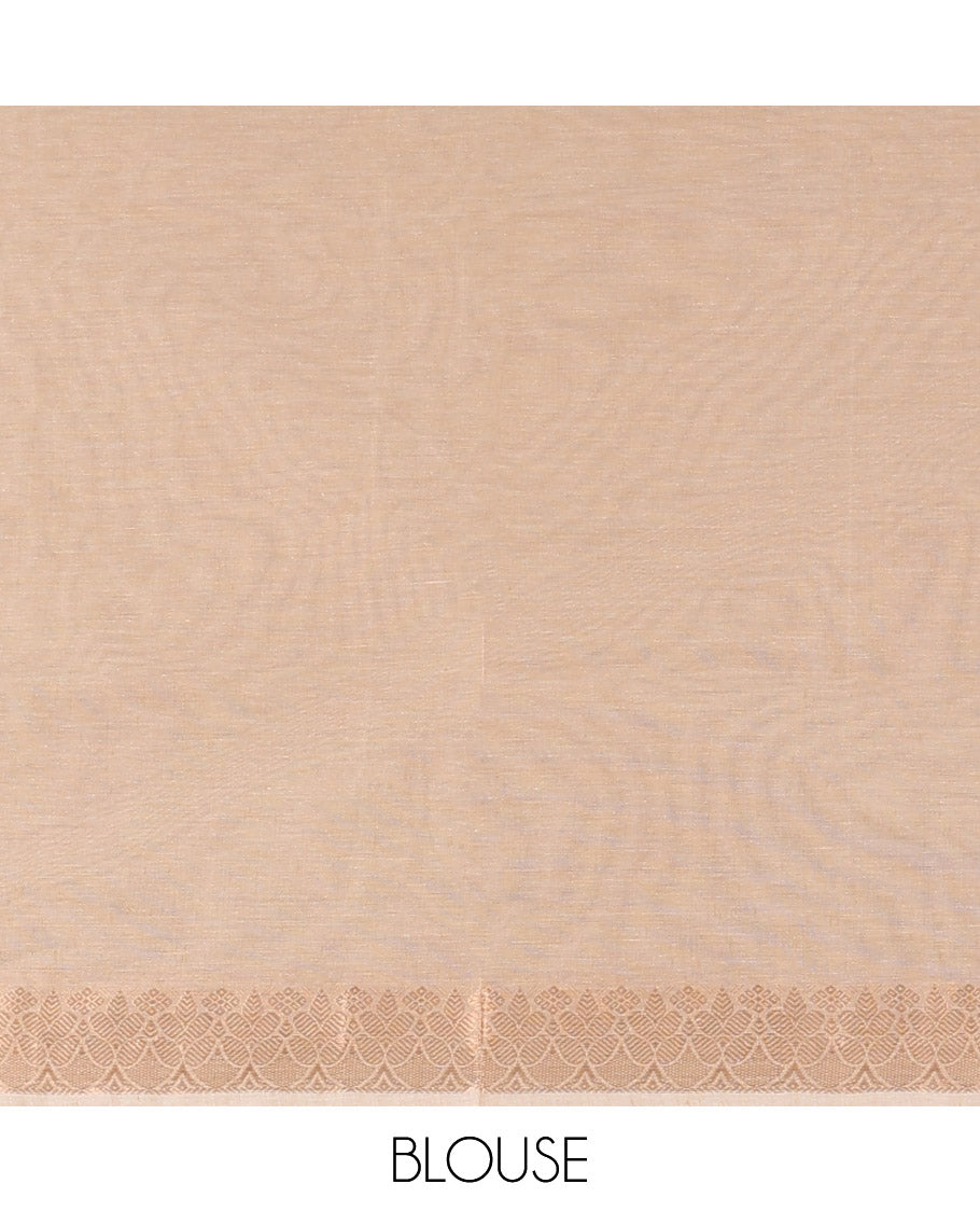 Sandal zari buttas Coimbatore cotton saree, zari border & intricate pallu