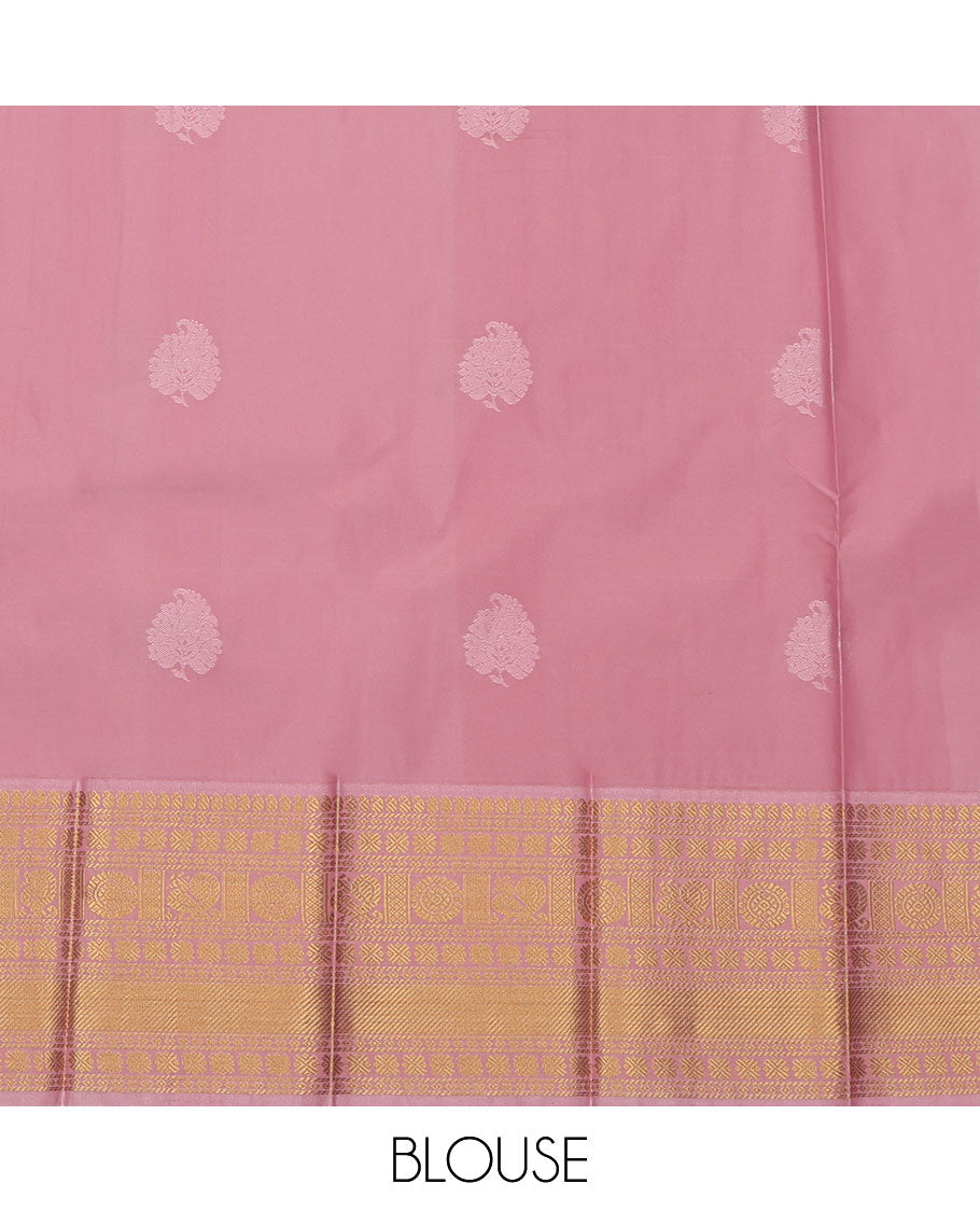 Blue Budget Silk Saree, Detailed with Zari Buttas, Contrast Traditional Zari Design Border, Grand Jaal Pallu, and a Contrast Blouse